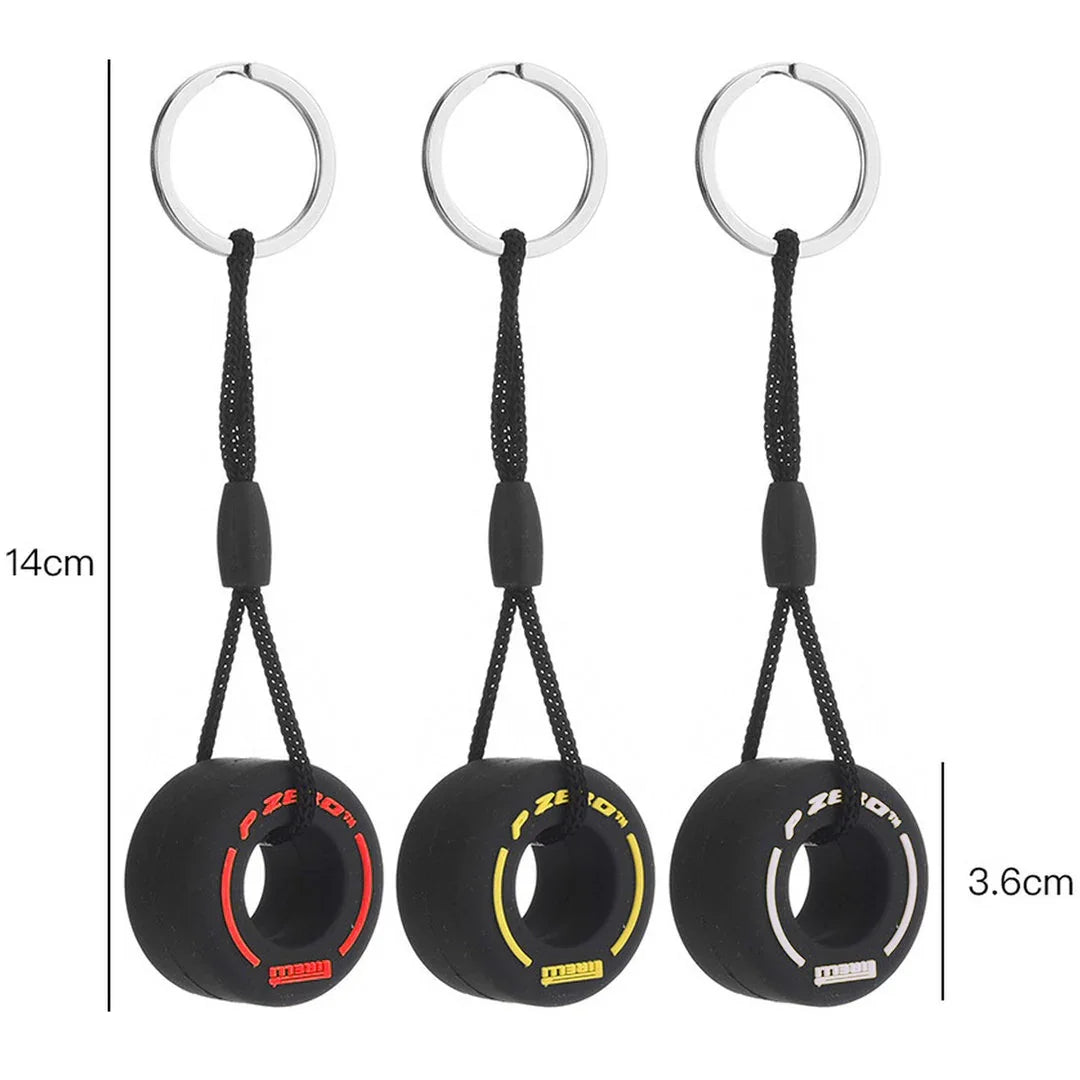 Комплект от 3 ключодържателя Формула 1 | Жълт | Бял | Червен | Pirelli | P-Zero | Ключодържател | F1