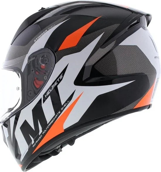 MT Helmets Stinger Brave Negru/Portocaliu Fluorescent