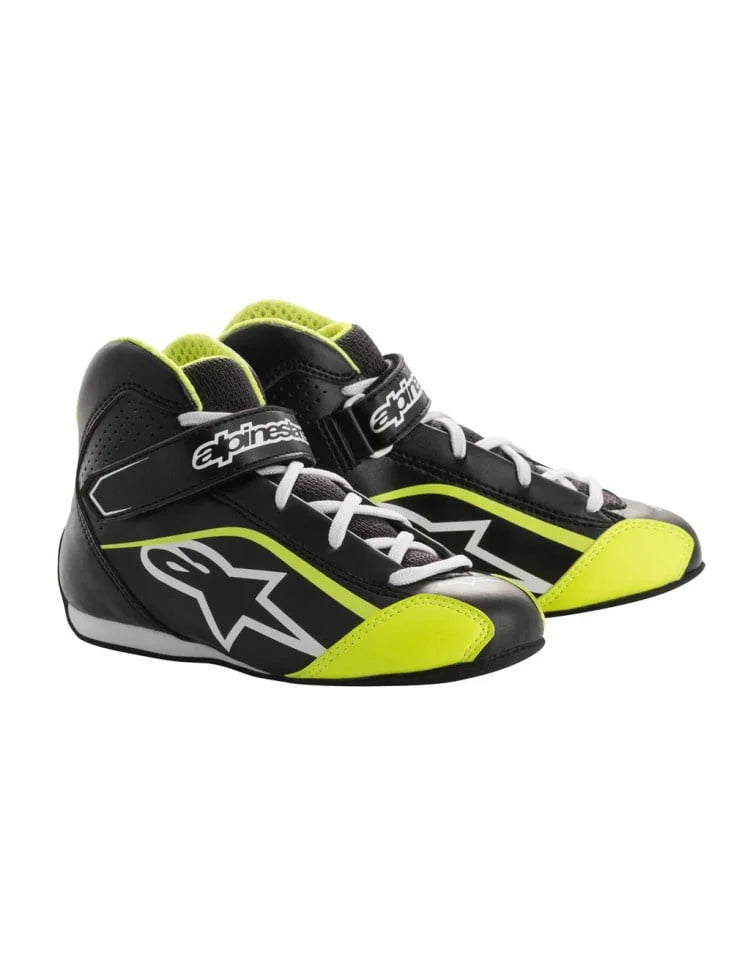 Alpinestars Tech-1 K S (dětské motokárové boty) ČERNÁ/BÍLÁ/FLUO ŽLUTÁ