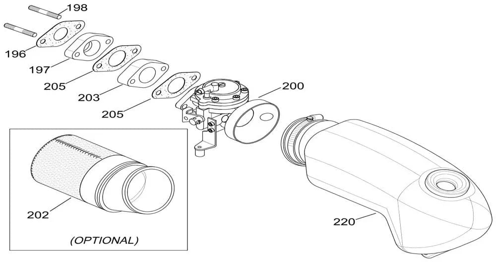 IAME 60cc carburateur tap eind 6x52.5mm