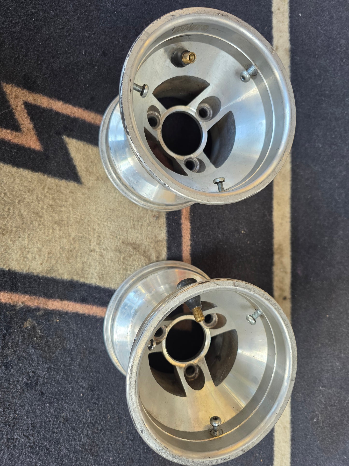 Used Aluminum front rim set with bolts 130mm