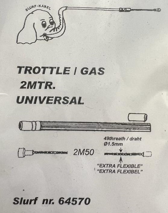 Universal throttle cable / brake cable / clutch cable tapered head incl. outer cable