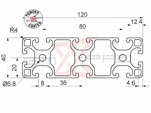 SimXPro 40x120 profile Black - KartKings