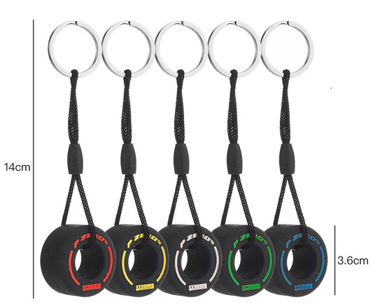 Formula 1 keychain set of 5 | Yellow | White | Red | Green | Blue | Pirelli | F1