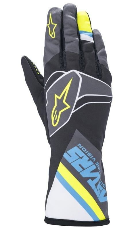 Alpinestars Tech 1-K Glove Graphic Black/Blue/Fluorescent Yellow