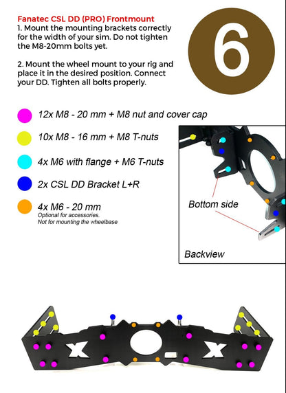 SimXPro® Fanatec CSL DD PRO / CS DD - Side-to-front Mount - 580-600 mm