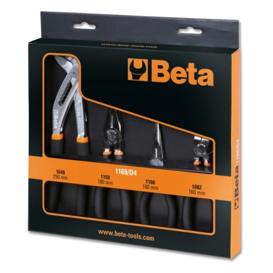 Beta Pliers set 4-piece (cutting, pointed, combination, water pump)