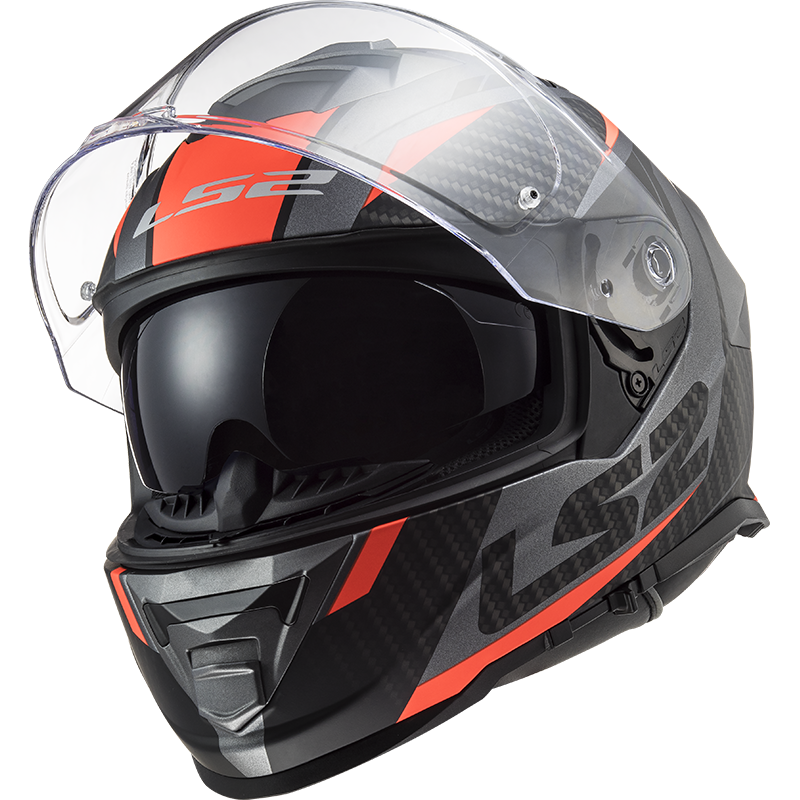 LS2 FF800 Storm II racer Matt titanium fluoro orange