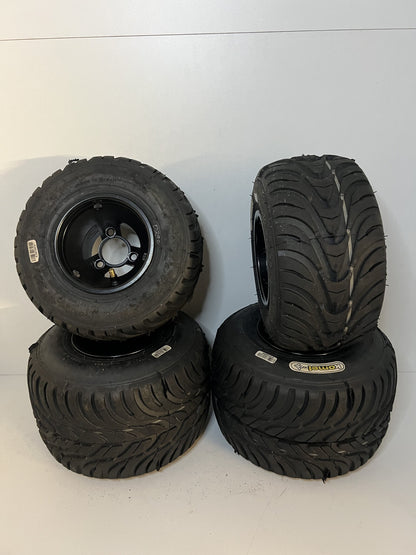 Used Komet rain tires K1W with new Topkart aluminum rims 130-180MM