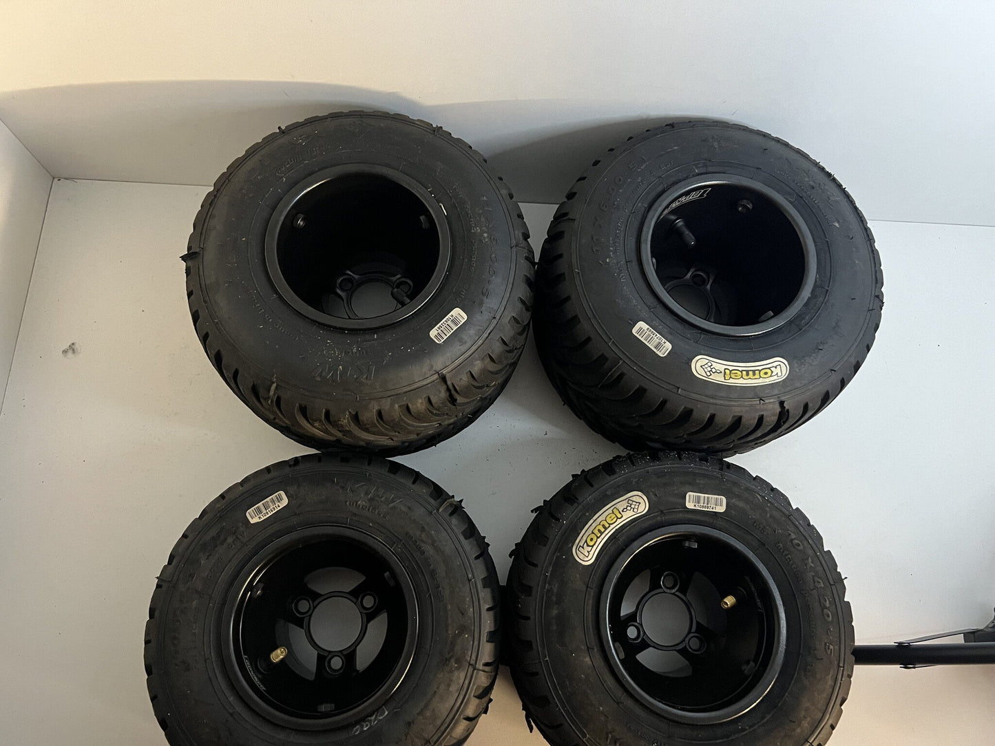 Used Komet rain tires K1W with new Topkart aluminum rims 130-180MM