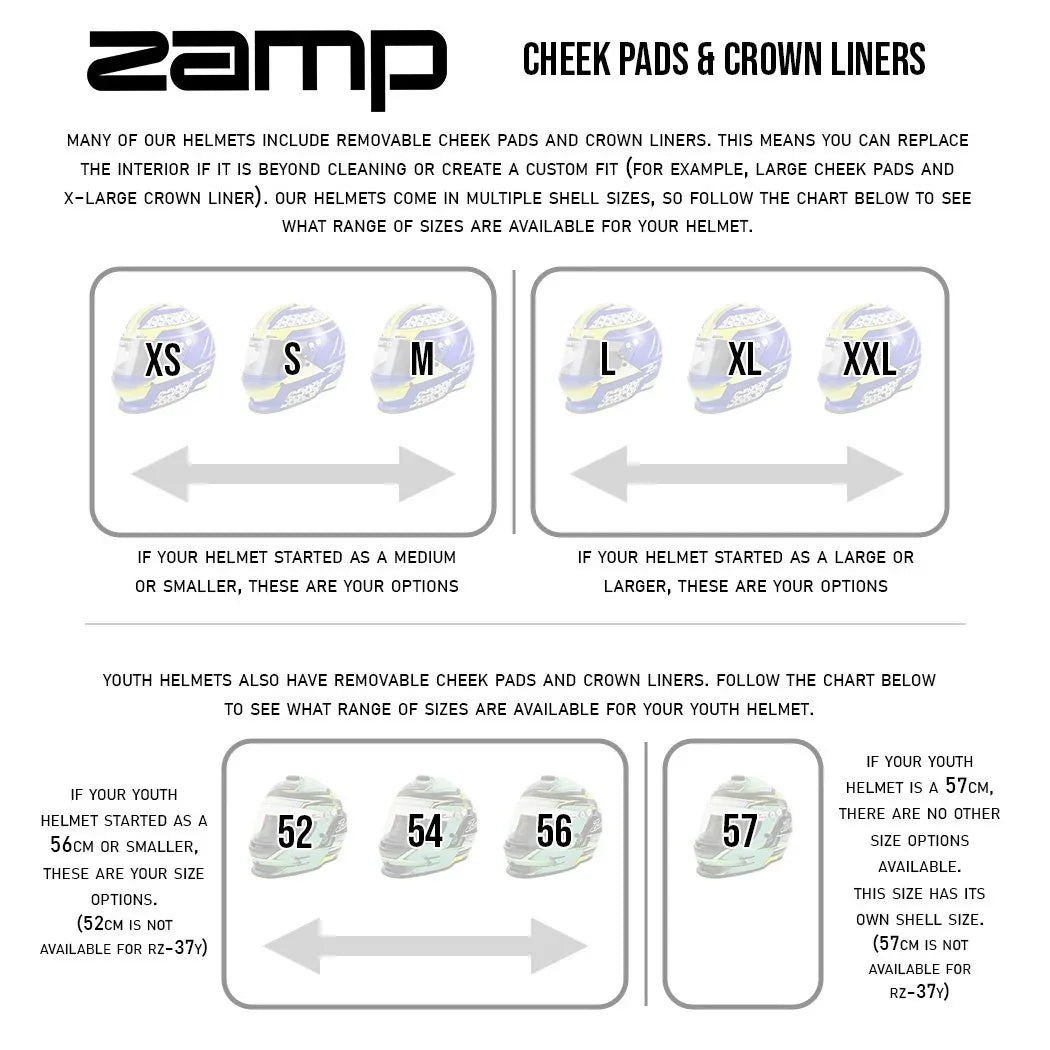 Zamp RZ-42Y cheekpads - KartKings