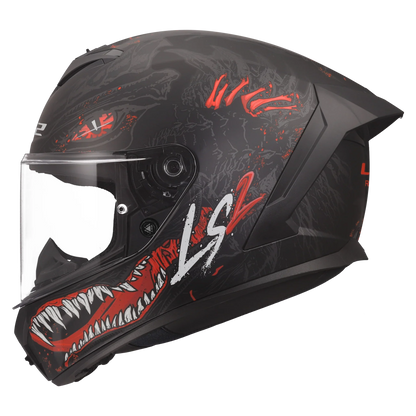 LS2 FF820 Rapid III Kaiju matt zwart/rood - KartKings