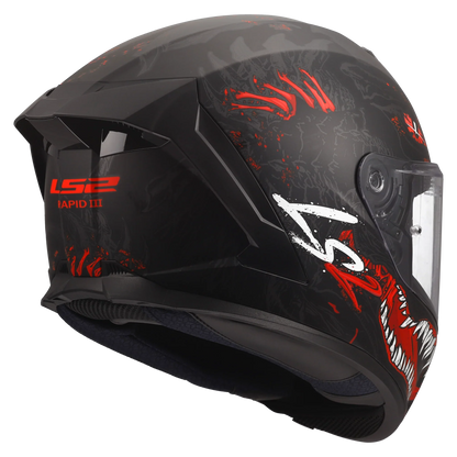 LS2 FF820 Rapid III Kaiju matt zwart/rood - KartKings