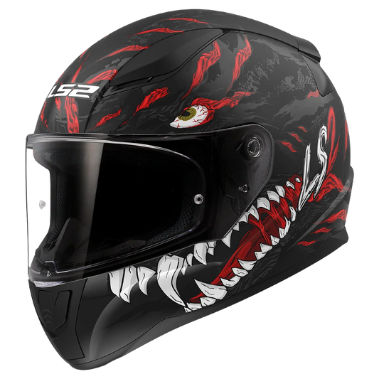 LS2 FF353 Rapid II Kaiju matt zwart/rood - KartKings