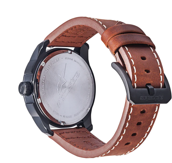 Alpinestars tech 3H matt zwart / bruin leren strap