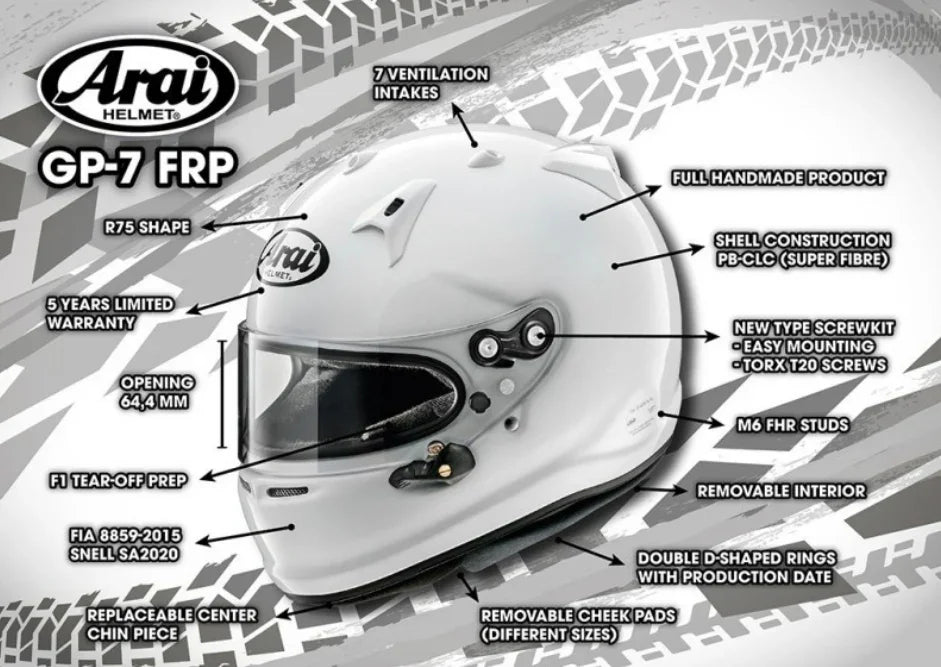 Arai GP-7 helmet SA2020 FIA 8859-2015 - FIA-approved karting helmet with HANS preparation – KartKings