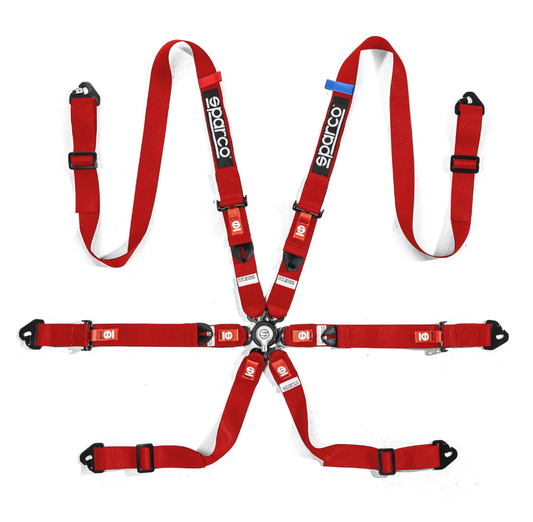 Sparco COMPETITION H-2 PU 6-point harness Red