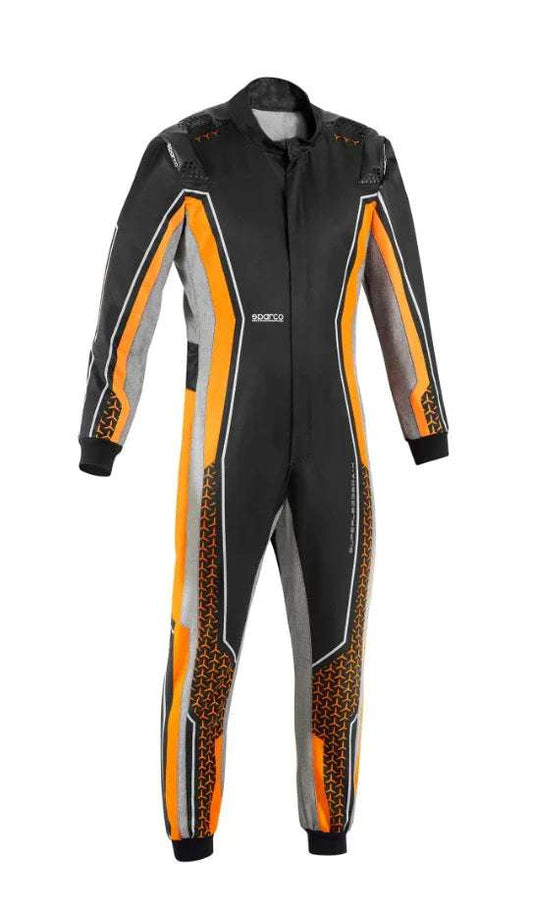 Sparco Superleggera karting kombinezon FIA 8877-2022 - črn/fluorescentno oranžen