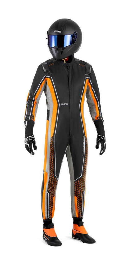 Sparco Superleggera kart overall FIA 8877-2022 - Black / Fluorescent Orange