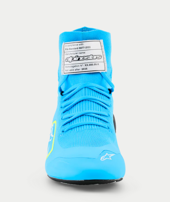 Alpinestars Supertech K FIA karting shoes Light Blue / Fluorescent Yellow