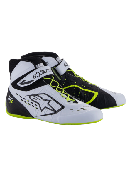 Alpinestars KX V3 Fia-geprüfte Kartschuh Schwarz/Wäiss/Fluoreszent Giel